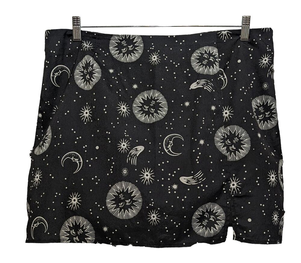 NWT Shein Curve Plus Sun & Moon Print Split Straight Mini Skirt 14 1XL